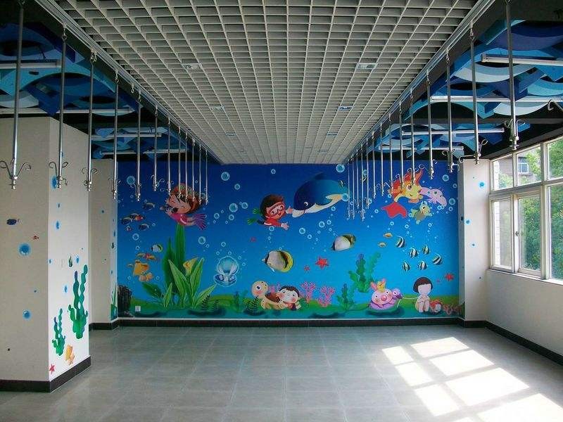 彩绘施工装饰公司合作，配合装饰公司设计施工背景墙图2