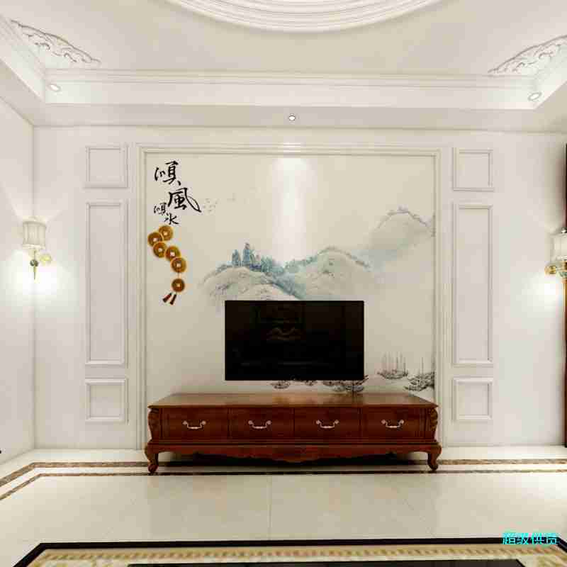 高温烧大理石影视背景墙 现代中式简约沙发背景墙壁 厂家定制图1