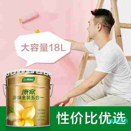 三棵树乳胶漆 内墙白色面漆 康家金装净味五合一环保油漆涂料18L/桶图2