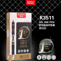齐心高级中性笔碳素0.5mm黑色按动水笔黑笔签字笔办公学生用K3511