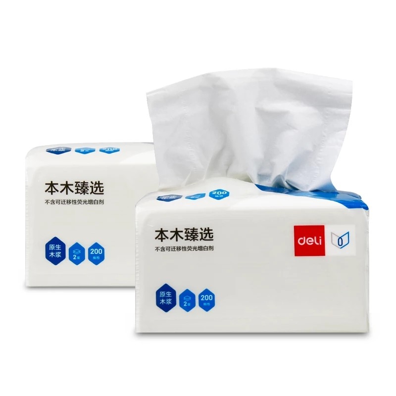 3包装得力MR2200-01抽取式面巾纸软包装2层200抽餐巾纸卫生纸抽纸图3