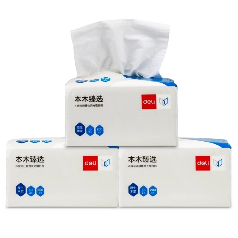 3包装得力MR2200-01抽取式面巾纸软包装2层200抽餐巾纸卫生纸抽纸图2