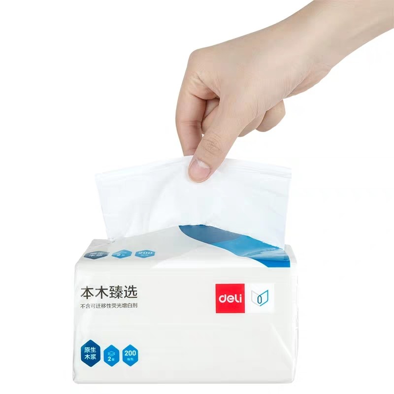 3包装得力MR2200-01抽取式面巾纸软包装2层200抽餐巾纸卫生纸抽纸图5