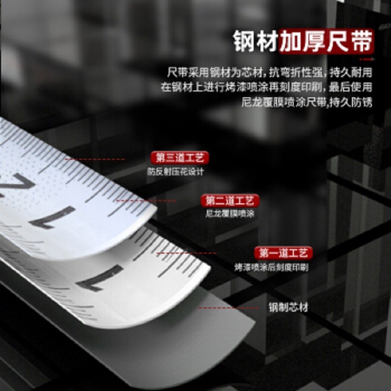 得力(deli) 3米高精度包胶自锁钢卷尺盒尺伸缩尺米尺公制3m*16mm专业款 1级精度 DL3800图4