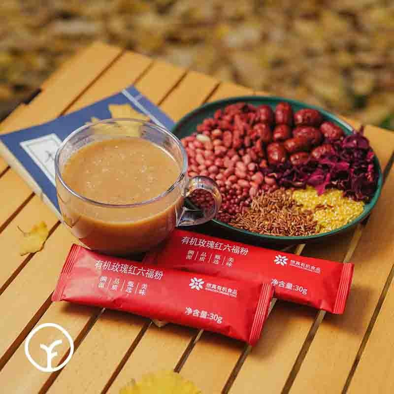 【通过远方311项检测 无麸质食品-有机玫瑰红六福粉2盒】源自经典五红汤，精选珍贵有机玫瑰花红枸杞红枣红米红花生红小豆，6重红色能量滋养，红润温暖图2