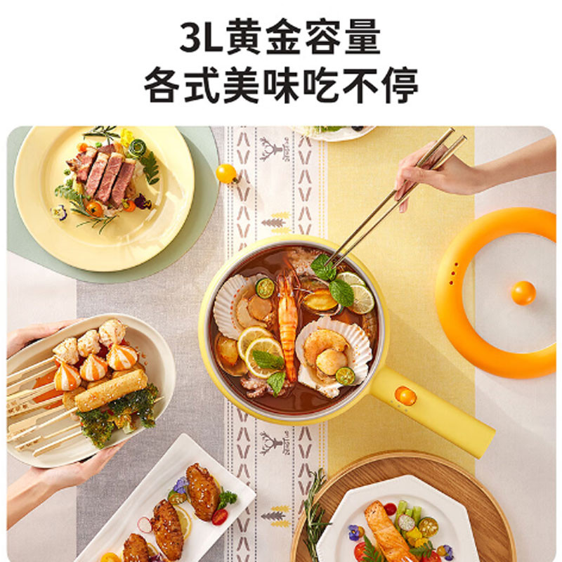 HYUNDAI韩国多功能电煮锅学生宿舍电煮锅多功能电火锅3升大容量QCDZ2781图3