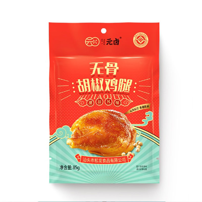 【三包装】松发元卤无骨鸡腿下饭菜广东潮汕真空包装饱腹胡椒腿排零食熟食85g*3包图3